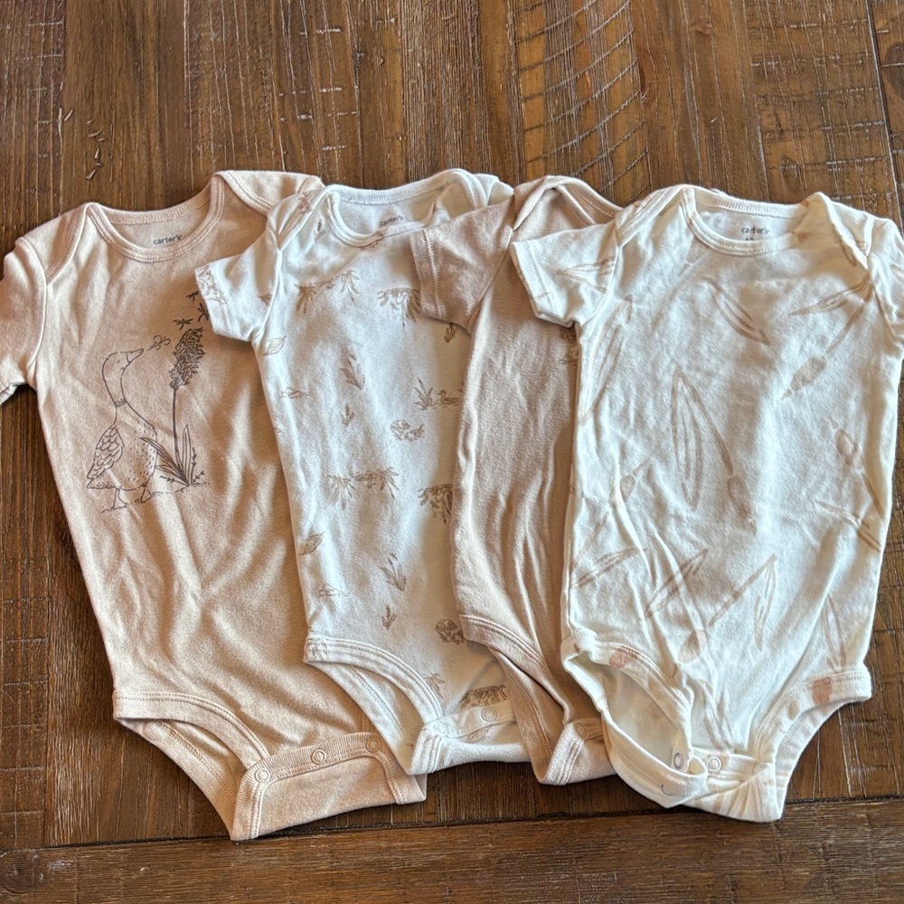 Carter's Beige and Cream Baby Bodysuits (4 total)